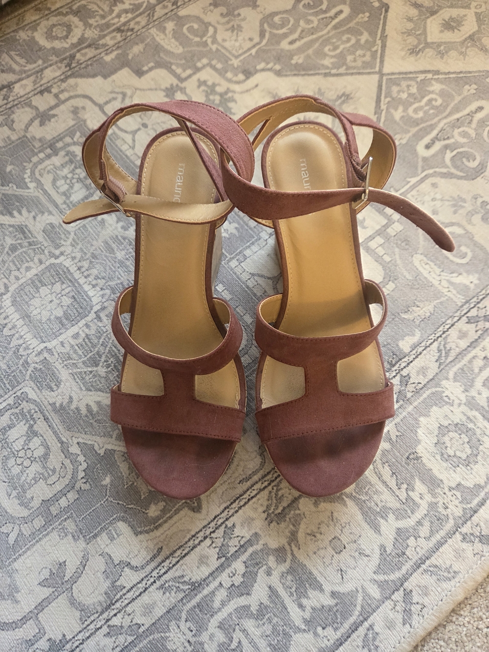 Maurices Dusty Mauve Suede Block Heel Sandals